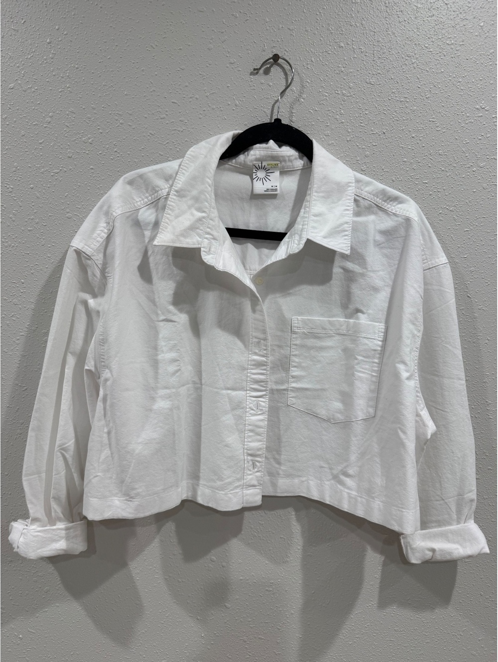OFFLINE by Aerie White Cropped Button-Up Shirt Women’s Size M